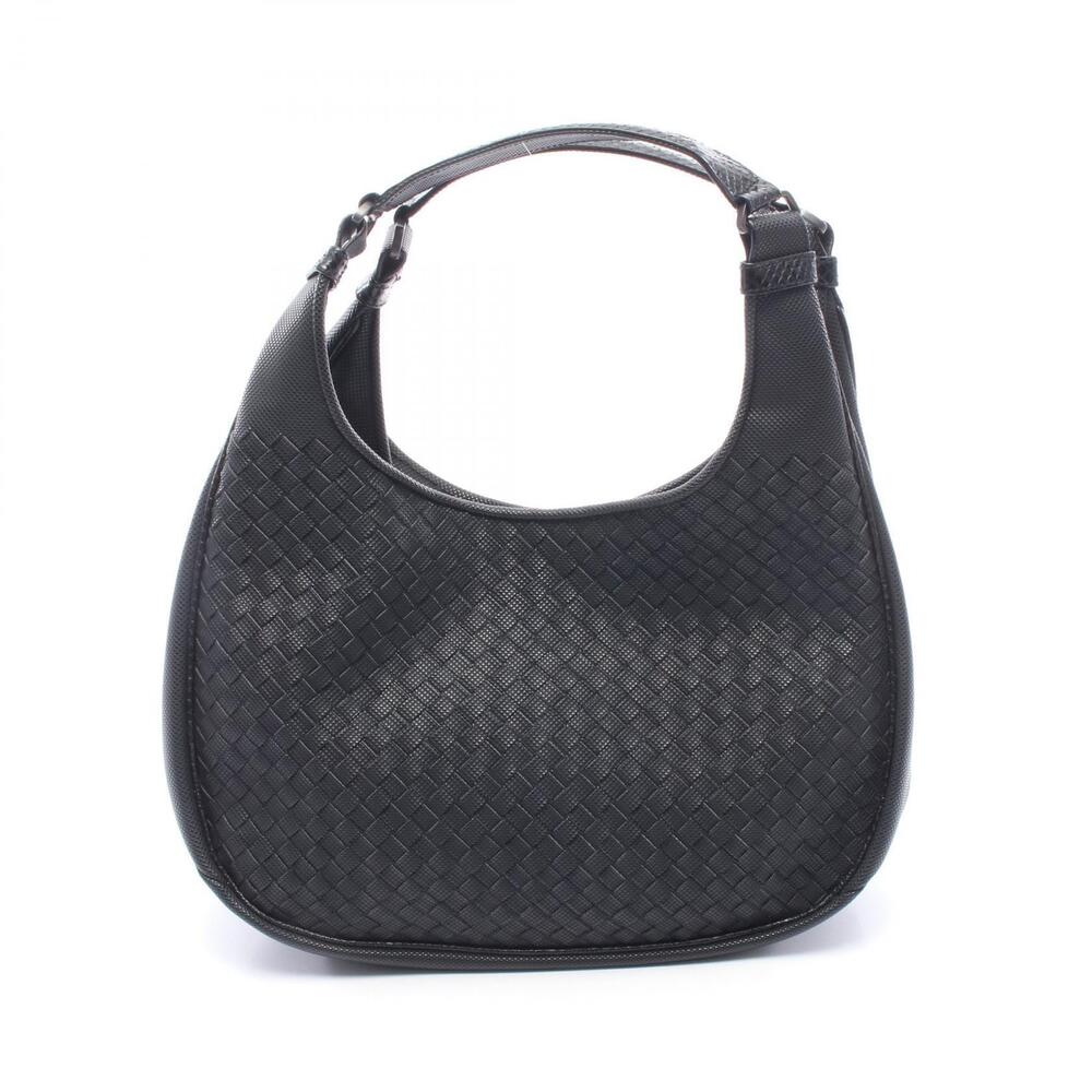 Bottega Veneta Campana Intrecciato Shoulder Bag Leather Black